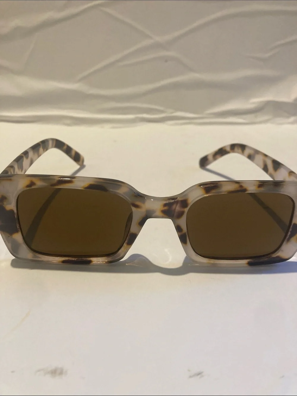 Tortoiseshell Rectangular Sunglasses - Brown Lenses